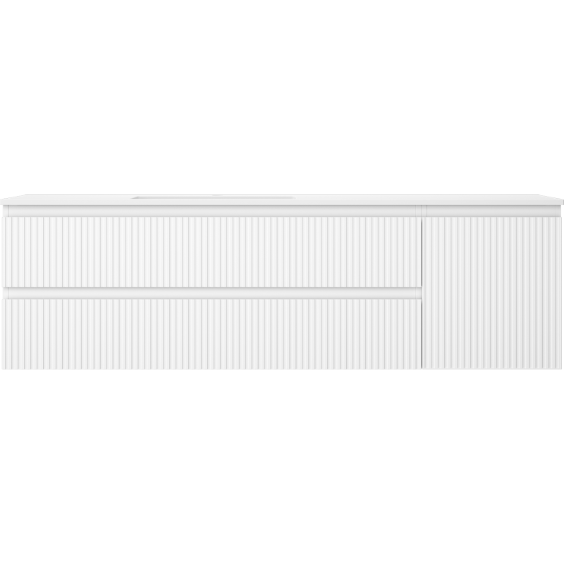 Mexen Rivel шкаф за баня 160 см с мивка Otis лява, 2S, 1D, релефен, бял мат