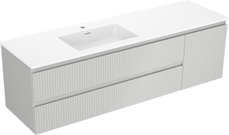 Mexen Rivel шкаф за баня 160 см с мивка Otis ляв, 2S, 1D, оребрен, сив мат/бял мат - 91A23-16047-3-BBFFF62-W18L01