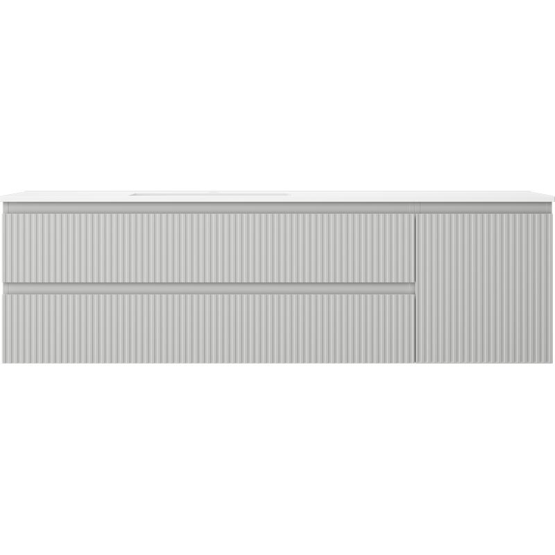 Mexen Rivel шкаф за баня 160 см с мивка Otis ляв, 2S, 1D, оребрен, сив мат/бял мат - 91A23-16047-3-BBFFF62-W18L01