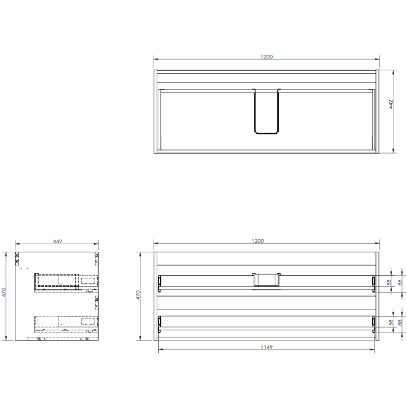 Mexen Rivel баня шкаф 160 см с мивка Otis лява, 2S, 1D, набраздена, графит/бял мат - 91A23-16047-3-BBFFF66-W18L01