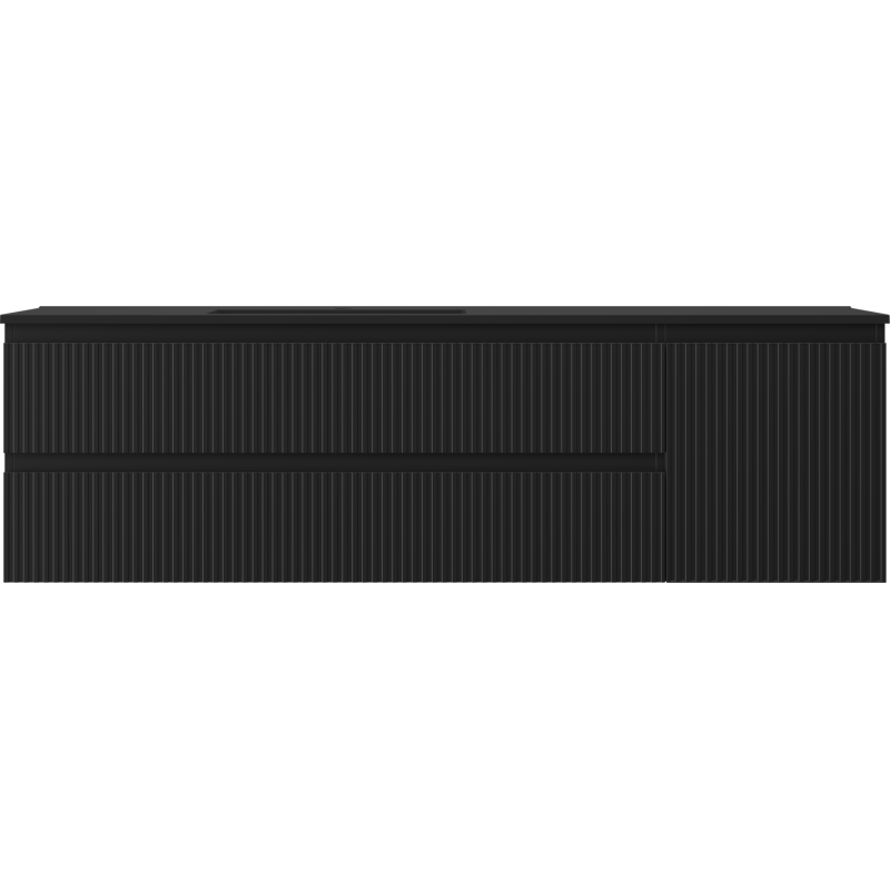 Mexen Rivel шкаф за баня 160 см с мивка Otis лява, 2S, 1D, набраздена, черна мат - 91A23-16047-3-BBFFF71-W18L71