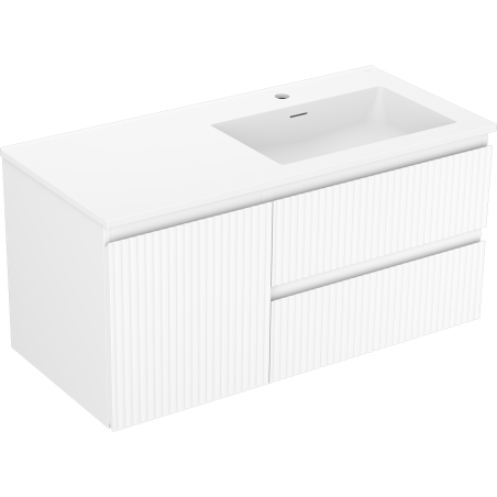 Mexen Rivel баня шкаф 100 cm с мивка Otis дясна, 2S, 1D, оребрена, бяла мат - 91A23-10047-3-BBFFF01-W18P01