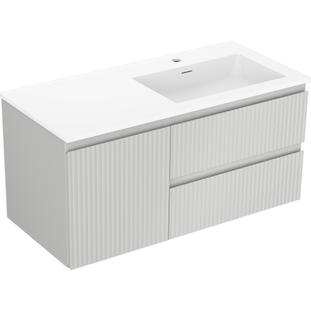 Mexen Rivel шкаф за баня 100 cm с мивка Otis дясна, 2S, 1D, рифована, сиво/бял мат - 91A23-10047-3-BBFFF62-W18P01