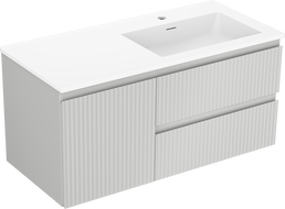 Mexen Rivel шкаф за баня 100 cm с мивка Otis дясна, 2S, 1D, рифована, сиво/бял мат - 91A23-10047-3-BBFFF62-W18P01