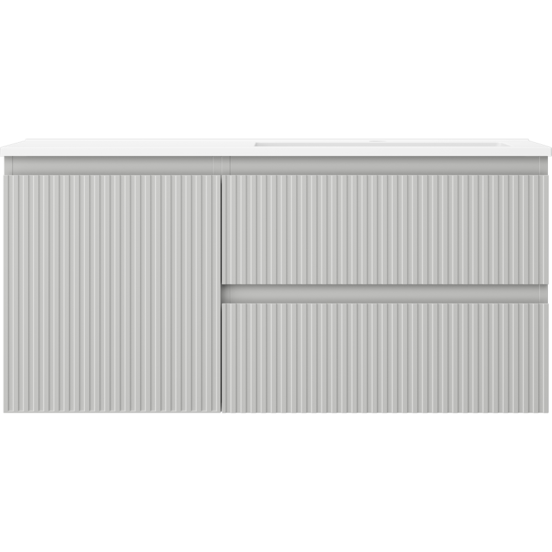 Mexen Rivel шкаф за баня 100 cm с мивка Otis дясна, 2S, 1D, рифована, сиво/бял мат - 91A23-10047-3-BBFFF62-W18P01