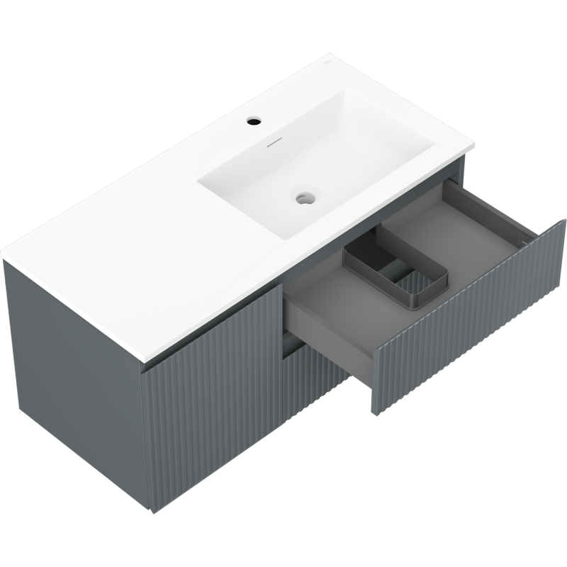 Mexen Rivel шкаф за баня 100 см с мивка Otis дясна, 2S, 1D, набраздена, графит/бял мат - 91A23-10047-3-BBFFF66-W18P01