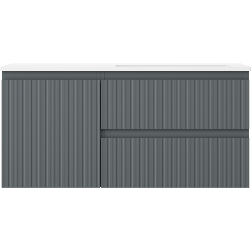 Mexen Rivel шкаф за баня 100 см с мивка Otis дясна, 2S, 1D, набраздена, графит/бял мат - 91A23-10047-3-BBFFF66-W18P01