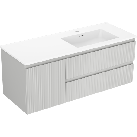 Mexen Rivel шкаф за баня 120 см с мивка Otis дясна, 2S, 1D, релефен, сив/бял мат - 91A23-12047-3-BBFFF62-W18P01