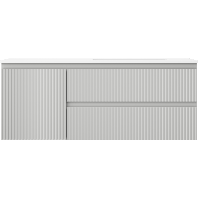 Mexen Rivel шкаф за баня 120 см с мивка Otis дясна, 2S, 1D, релефен, сив/бял мат - 91A23-12047-3-BBFFF62-W18P01