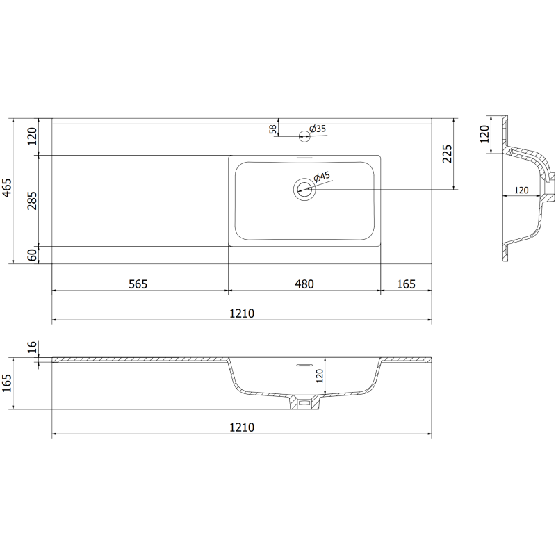 Mexen Rivel шкаф за баня 120 см с мивка Otis дясна, 2S, 1D, релефен, сив/бял мат - 91A23-12047-3-BBFFF62-W18P01