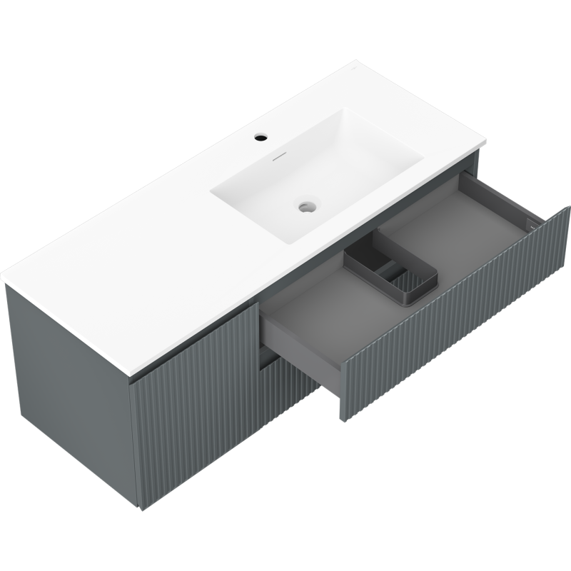 Mexen Rivel баня шкаф 120 см с мивка Otis дясна, 2S, 1D, релефна, графит/бял мат - 91A23-12047-3-BBFFF66-W18P01