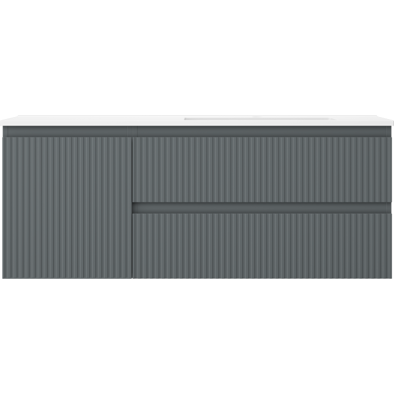 Mexen Rivel баня шкаф 120 см с мивка Otis дясна, 2S, 1D, релефна, графит/бял мат - 91A23-12047-3-BBFFF66-W18P01