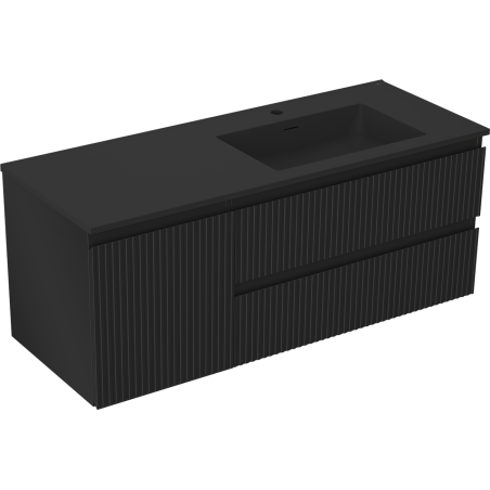 Mexen Rivel баня шкаф 120 см с мивка Otis дясна, 2S, 1D, рифлена, черна матова - 91A23-12047-3-BBFFF71-W18P71