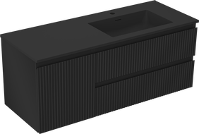 Mexen Rivel баня шкаф 120 см с мивка Otis дясна, 2S, 1D, рифлена, черна матова - 91A23-12047-3-BBFFF71-W18P71