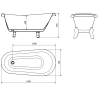 Mexen Retro свободно стояща вана 170 x 75 см, бяла, хромирани крака - 53251707500-00