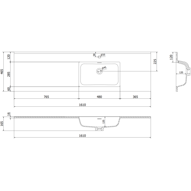 Mexen Rivel шкаф за баня 160 см с мивка Otis дясна, 2S, 1D, рифлена, сива/бяла мат - 91A23-16047-3-BBFFF62-W18P01