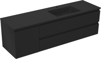 Mexen Rivel шкаф за баня 160 см с мивка Otis дясна, 2S, 1D, релефна, черна мат - 91A23-16047-3-BBFFF71-W18P71