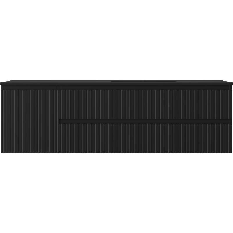 Mexen Rivel шкаф за баня 160 см с мивка Otis дясна, 2S, 1D, релефна, черна мат - 91A23-16047-3-BBFFF71-W18P71