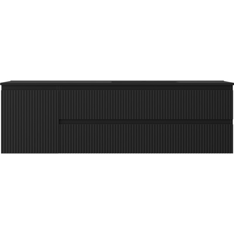 Mexen Rivel шкаф за баня 160 см с умивалник Otis десен, 2S, 1D, рифлен, черен мат