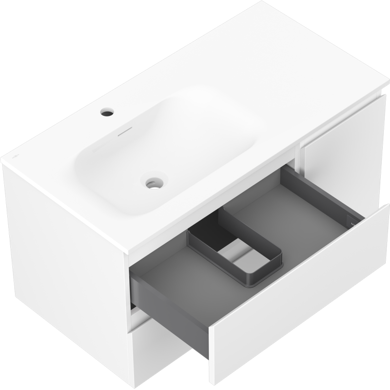 Mexen Orio шкаф за баня 90 см с мивка Vela лява, 2S, 1D, бял мат - 91A13-09047-3-BBFFFF01-W23L01
