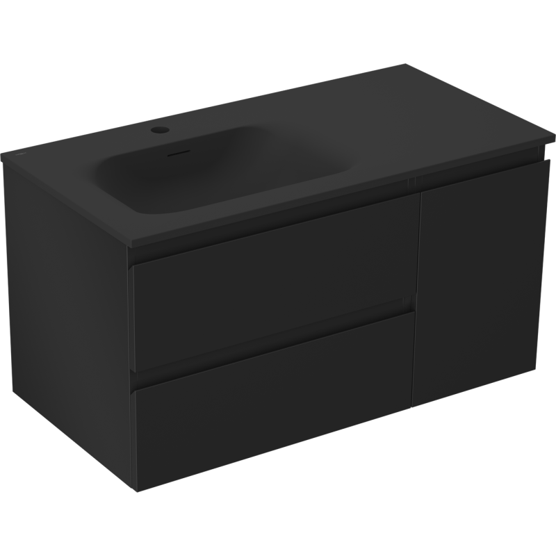 Mexen Orio шкаф за баня 90 см с умивалник Vela ляв, 2S, 1D, черен мат - 91A13-09047-3-BBFFF71-W23L71