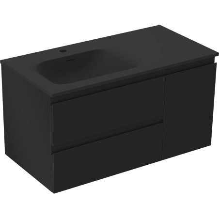 Mexen Orio шкаф за баня 90 см с умивалник Vela ляв, 2S, 1D, черен мат - 91A13-09047-3-BBFFF71-W23L71
