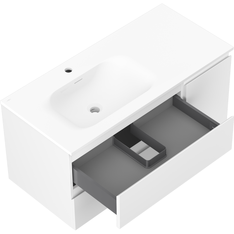 Mexen Orio шкаф за баня 100 см с мивка Vela лява, 2S, 1D, бял мат - 91A13-10047-3-BBFFFF01-W23L01