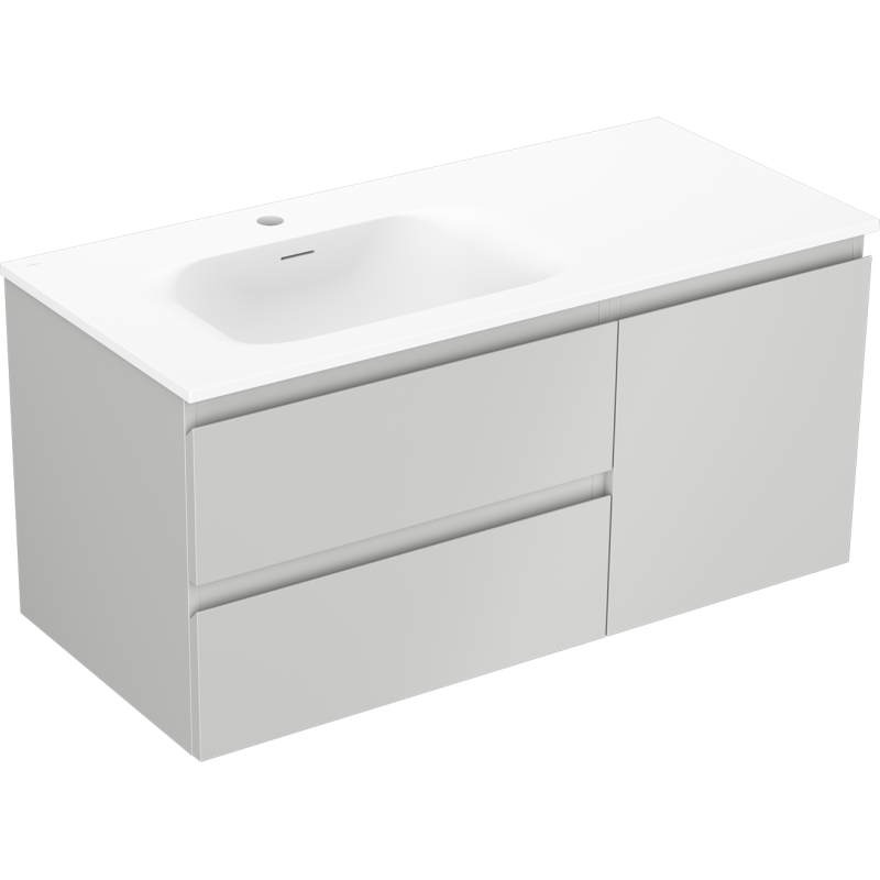 Mexen Orio шкаф за баня 100 см с мивка Вела лява, 2S, 1D, сива мат/бяла мат