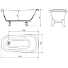Mexen Retro свободно стояща вана 170 x 75 см, бяла, крака златни - 53251707500-50