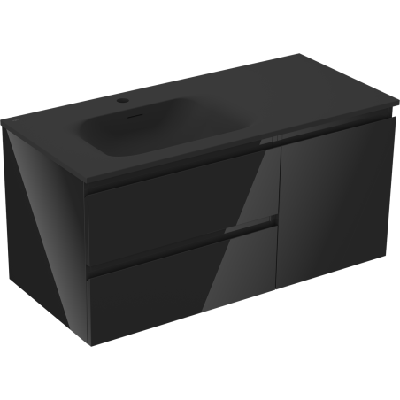 Mexen Orio шкаф за баня 100 см с мивка Vela ляв, 2S, 1D, черен блясък/черен мат