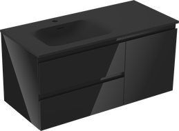 Mexen Orio шкаф за баня 100 см с мивка Vela лява, 2S, 1D, черен гланц/черен мат