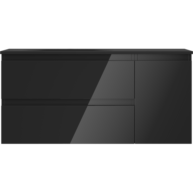 Mexen Orio шкаф за баня 100 см с мивка Vela лява, 2S, 1D, черен гланц/черен мат