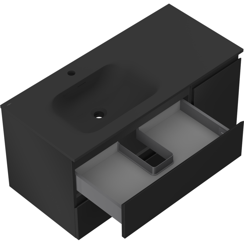 Mexen Orio шкаф за баня 100 см с мивка Vela лява, 2S, 1D, черна мат - 91A13-10047-3-BBFFF71-W23L71