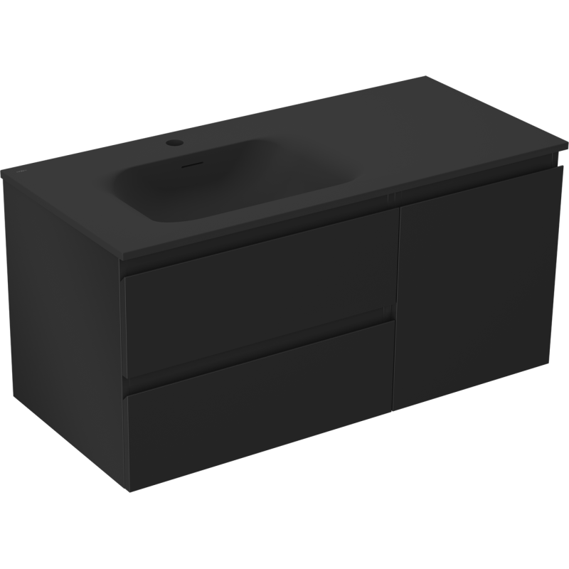 Mexen Orio шкаф за баня 100 см с мивка Vela лява, 2S, 1D, черна мат - 91A13-10047-3-BBFFF71-W23L71