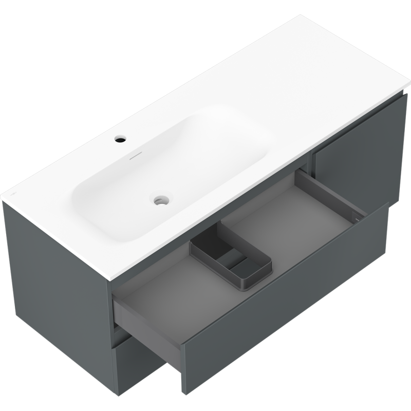 Mexen Orio баня шкаф 120 см с мивка Vela лява, 2S, 1D, графит мат/бяла мат - 91A13-12047-3-BBFFF66-W23L01