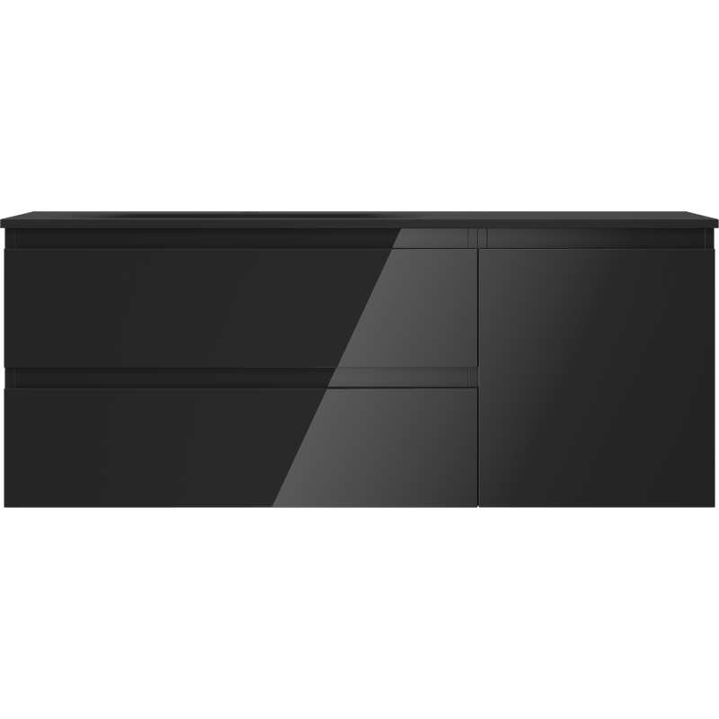 Mexen Orio шкаф за баня 120 см с мивка Vela лява, 2S, 1D, черен гланц/черен мат - 91A13-12047-3-BBFFF70-W23L71