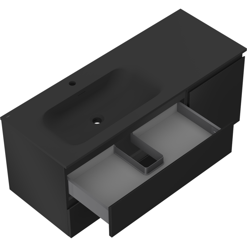 Mexen Orio шкаф за баня 120 см с мивка Vela ляв, 2S, 1D, черен мат - 91A13-12047-3-BBFFF71-W23L71