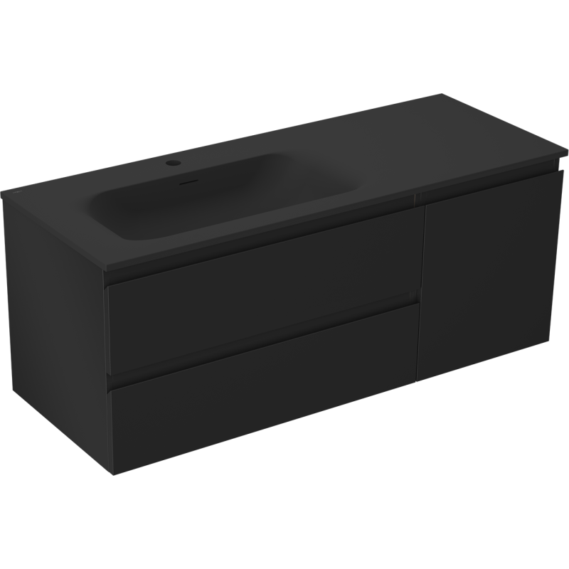 Mexen Orio шкаф за баня 120 см с мивка Vela ляв, 2S, 1D, черен мат - 91A13-12047-3-BBFFF71-W23L71