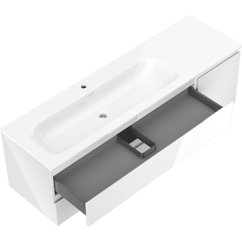 Mexen Orio шкаф за баня 160 см с мивка Vela лява, 2S, 1D, бял гланц - 91A13-16047-3-BBFFF00-W23L00