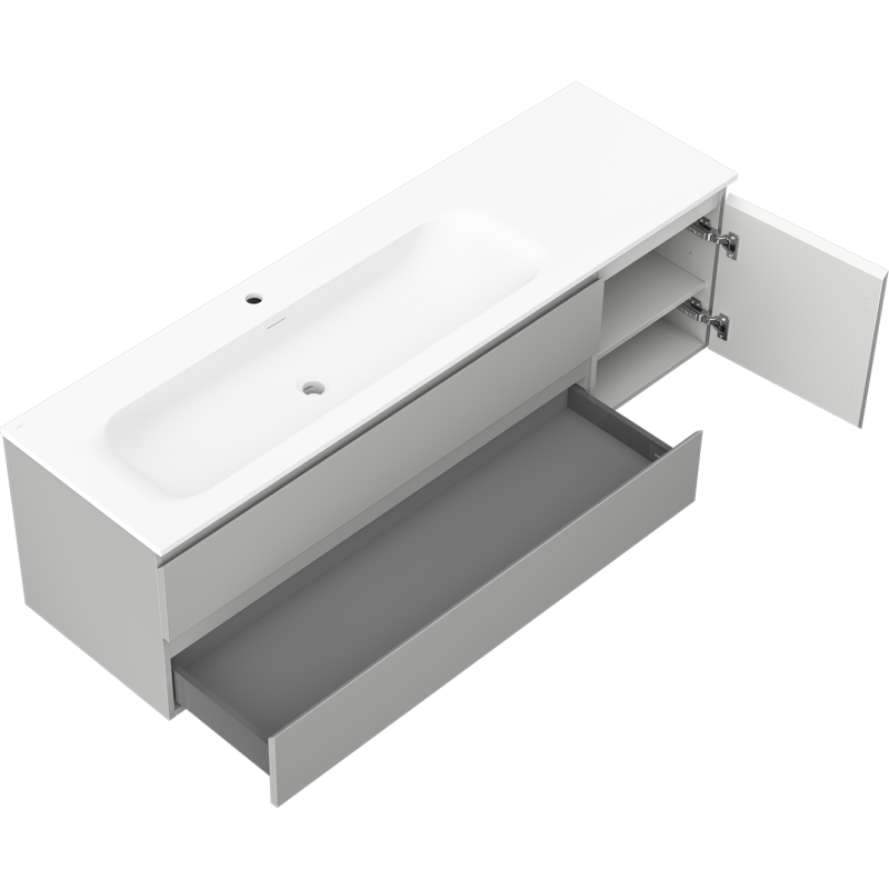 Mexen Orio шкаф за баня 160 см с мивка Vela лява, 2S, 1D, сиво мат/бяло мат - 91A13-16047-3-BBFFF62-W23L01