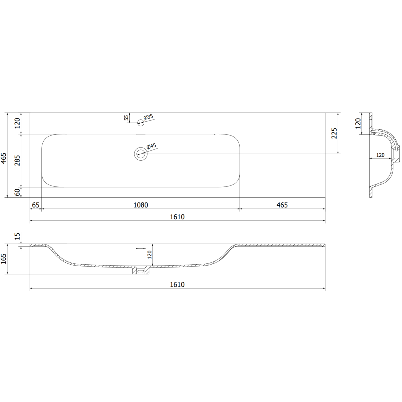 Mexen Orio шкаф за баня 160 см с мивка Вела ляв, 2S, 1D, черен гланц/черен мат