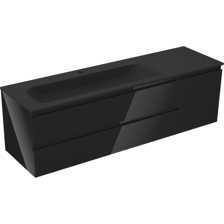Mexen Orio шкаф за баня 160 см с мивка Вела ляв, 2S, 1D, черен гланц/черен мат