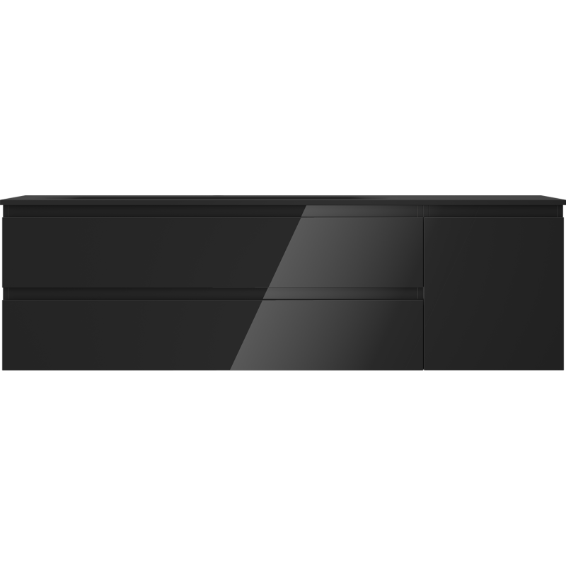 Mexen Orio шкаф за баня 160 см с мивка Вела ляв, 2S, 1D, черен гланц/черен мат