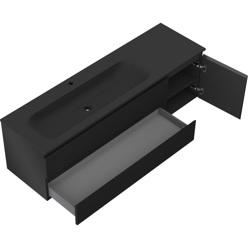 Mexen Orio шкаф 160 см с мивка Vela лява, 2S, 1D, черен мат - 91A13-16047-3-BBFFF71-W23L71