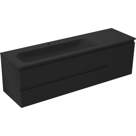 Mexen Orio шкаф 160 см с мивка Vela лява, 2S, 1D, черен мат - 91A13-16047-3-BBFFF71-W23L71