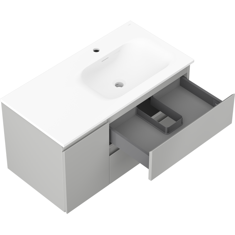 Mexen Orio шкаф за баня 90 см с мивка Vela дясна, 2S, 1D, сив мат/бял мат - 91A13-09047-3-BBFFF62-W23P01