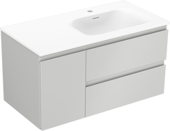 Mexen Orio шкаф за баня 90 см с мивка Vela дясна, 2S, 1D, сив мат/бял мат - 91A13-09047-3-BBFFF62-W23P01