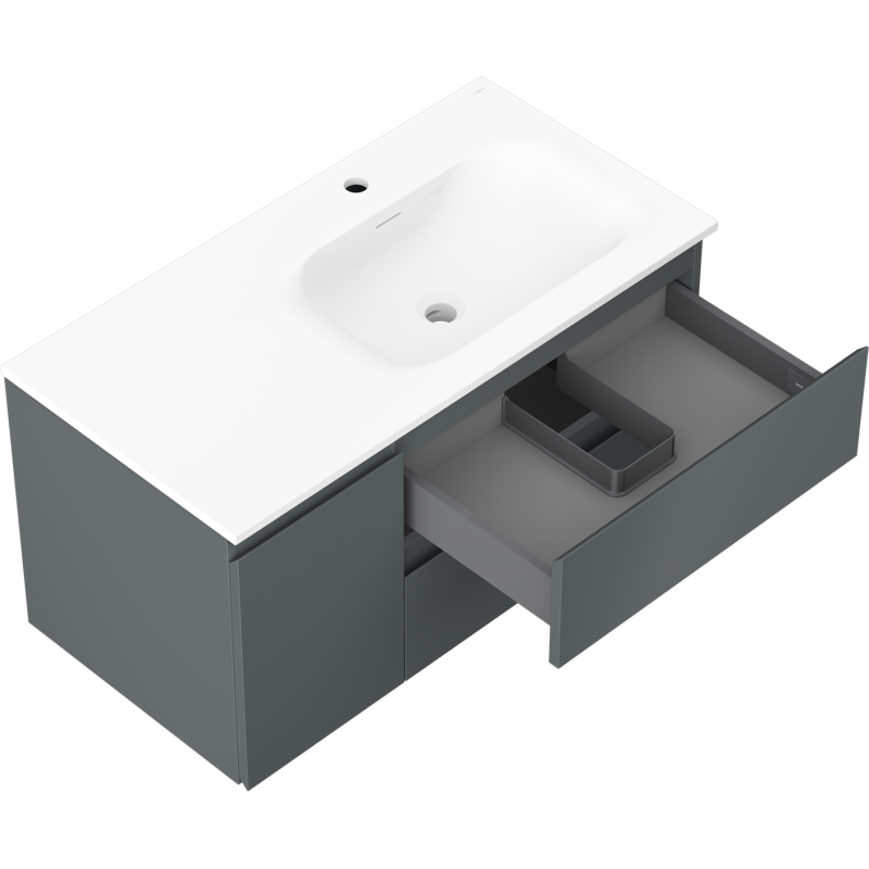 Mexen Orio шкаф за баня 90 см с мивка Vela дясна, 2S, 1D, графит мат/бял мат - 91A13-09047-3-BBFFF66-W23P01