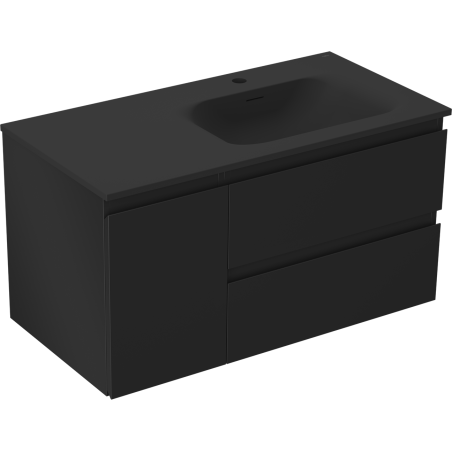 Mexen Orio баня шкаф 90 см с мивка Vela дясна, 2S, 1D, черна мат - 91A13-09047-3-BBFFF71-W23P71