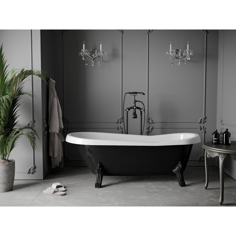 Mexen Retro свободно стояща вана 170 x 75 cm, бяла/черна, черни крака - 53251707575-70
